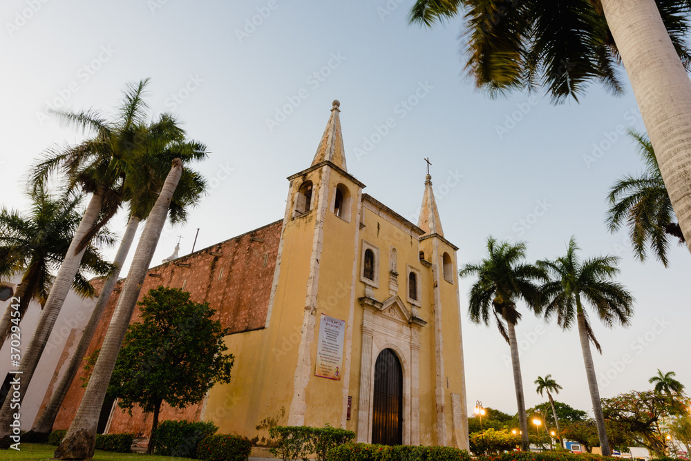 Church facade in Merida, Mexico