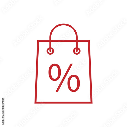 Shopping bag with the sale, discount, percentage symbol icon