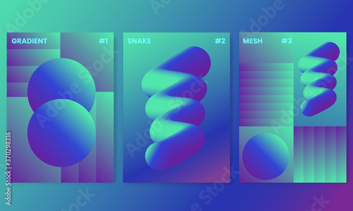 Set of vector, abstract, futuristic ,gradient illustration. Cover design for magazine  about dreams, technology, future, design,party. Electronic music poster templates.