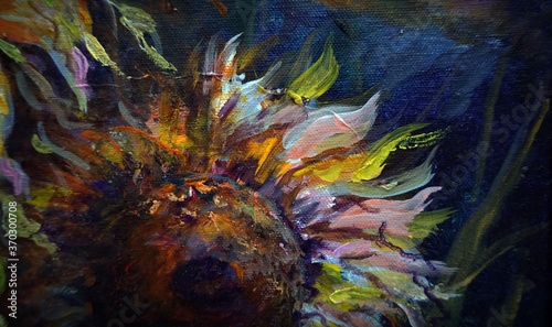 acrylic painting artist hand painted original impressionism masterpieces painter art oil painting natural beauty petal sunflower flora blossom bloom botanical in garden fragment of artwork