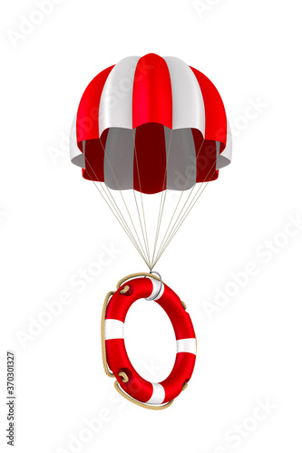 lifebuoy and parachute on w...