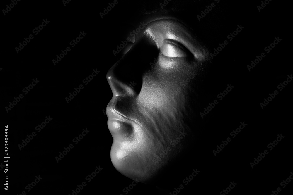 plastic mannequin head black background plastic mannequin head black background