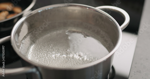 hot water in pot before boiling