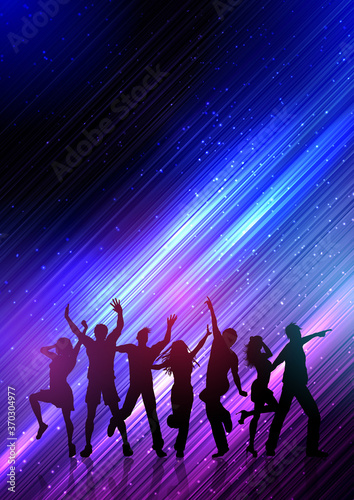 Party people dancing on abstract background