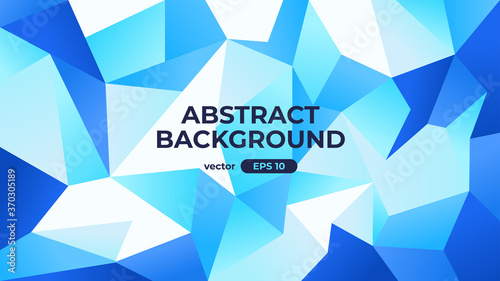 Abstract polygonal background. Geometric triangular low poly graphic. Colorful blue and white gradient. Simple modern design. Banner, flyer, cover template. Flat style vector eps10 illustration.