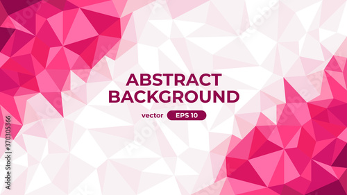 Abstract polygonal background. Geometric triangular low poly graphic. Colorful pink gradient. Simple modern design. Banner, flyer, cover template. Flat style vector eps10 illustration.