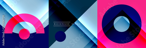 Neo memphis geometric pattern with circles, squares and lines. Pop art abstract background for covers, banners, flyers and posters and other templates