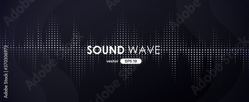 Sound wave. Digital music equalizer. Beautiful abstract minimal background. Simple modern style. Black and white color. Pulse line. Volume. Flat style vector illustration.