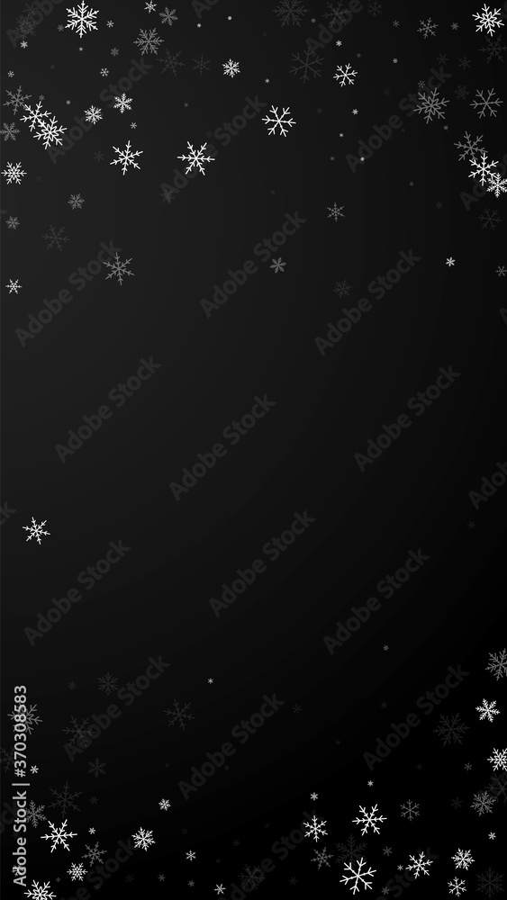 Fototapeta premium Sparse snowfall Christmas background. Subtle flyin