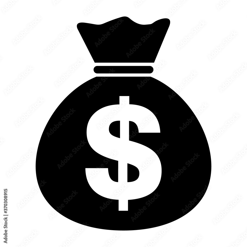 Money bag icon isolated on white background. Bank symbol, profit graphic, flat web sign Money bag icon isolated on white background. Bank symbol, profit graphic, flat web sign