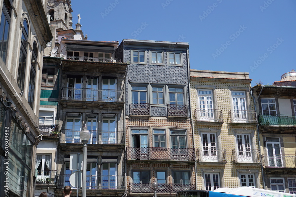 Portugal, beautiful historic cityscape in the street of Porto