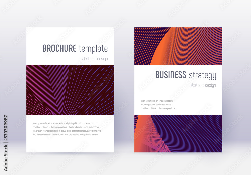 Fototapeta premium Minimalistic cover design template set. Violet abs