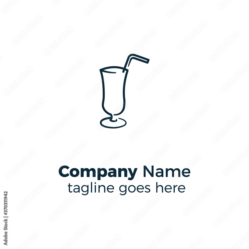 glass and straw logo design icon vector illustration simple line glass and straw logo design icon vector illustration simple line