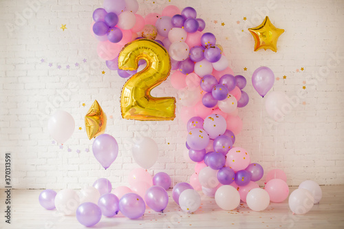 Balloons for second birthday for girl photo