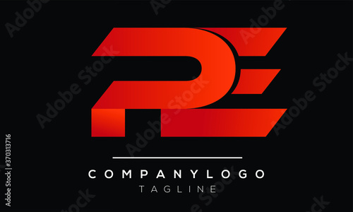 PE initials monogram letter text alphabet logo design