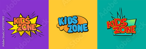 Kid zone vector banner, logo. Kid's playground funny design