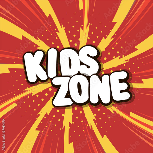 Kid zone vector logo, symbol, banner. Graphic design element with typography