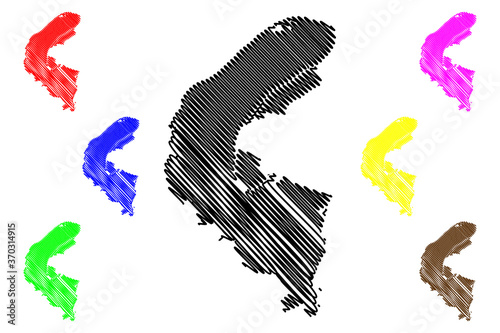 Hauts-de-Seine Department (France, French Republic, Ile-de-France region) map vector illustration, scribble sketch Hauts de Seine map