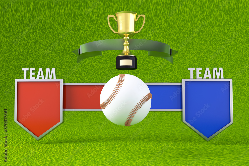 Baseball match, Team or Tournament name badge , mockup scoreboard and
