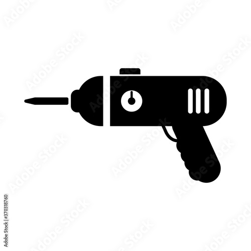 Black Electric drill flat vector illustration.