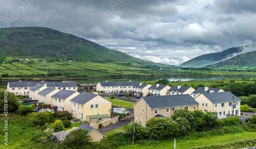 Republic of Ireland, County Kerry, Iveragh Peninsula, Ring of Kerry, houses in the outskirts of the city of Cahersiveen