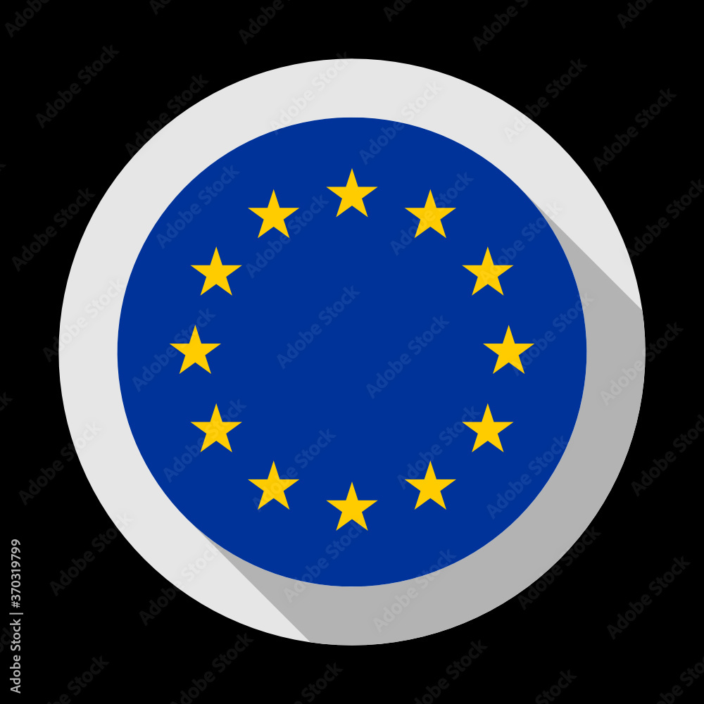 round icon with european union flag, isolated on black background round icon with european union flag, isolated on black background