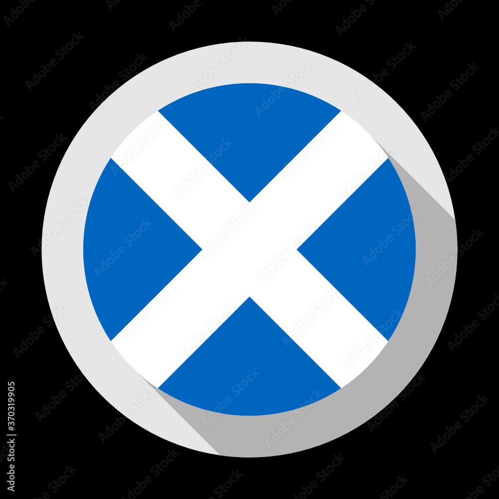 round icon with scotland flag, isolated on black background round icon with scotland flag, isolated on black background