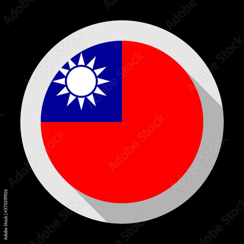 round icon with taiwan flag, isolated on black background