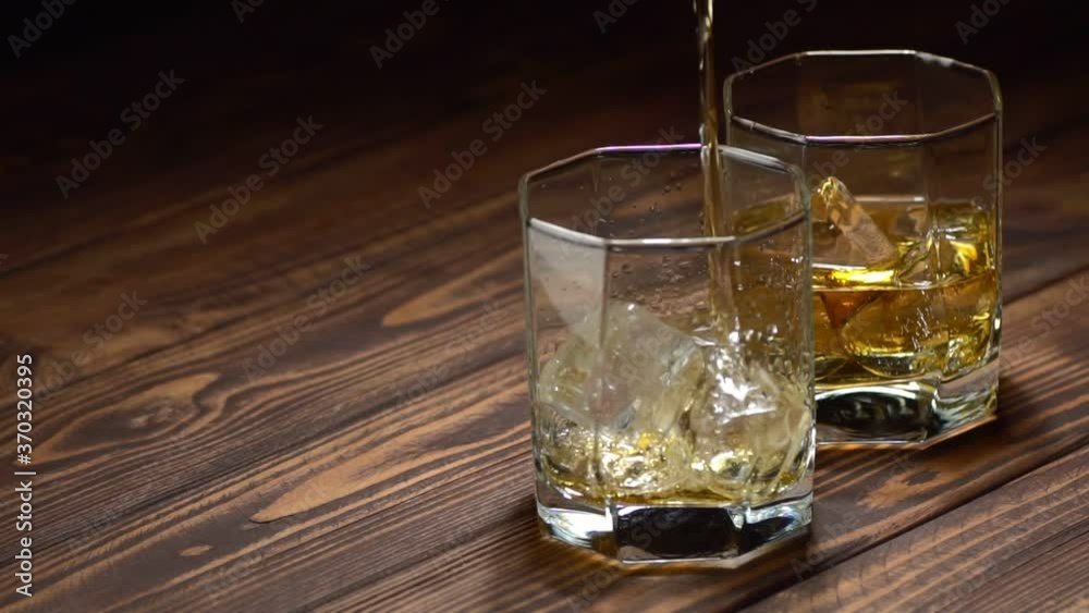 whiskey pouring into glass