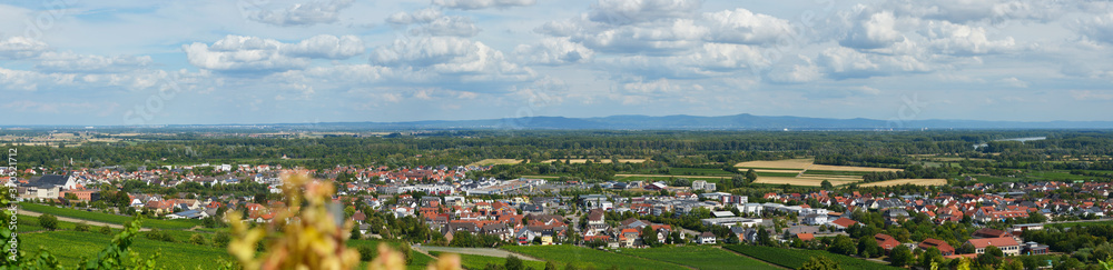 Panorama von Oppenheim über das Rheintal, Bergstraße