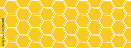 Yellow Horizontal Hexagon bees hive cells seamless pattern. Abstract beehive plate background. Vector illustration EPS10.