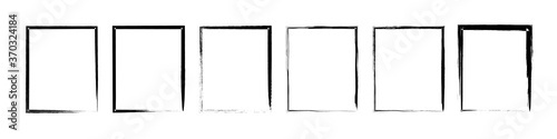 Set of Grunge Black Frames. Textured rectangles for image. Grunge background. Abstract vector template.