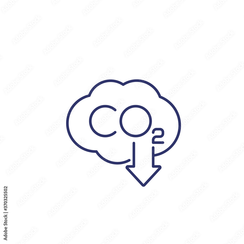 co2 gas, carbon emission reduction line icon co2 gas, carbon emission reduction line icon
