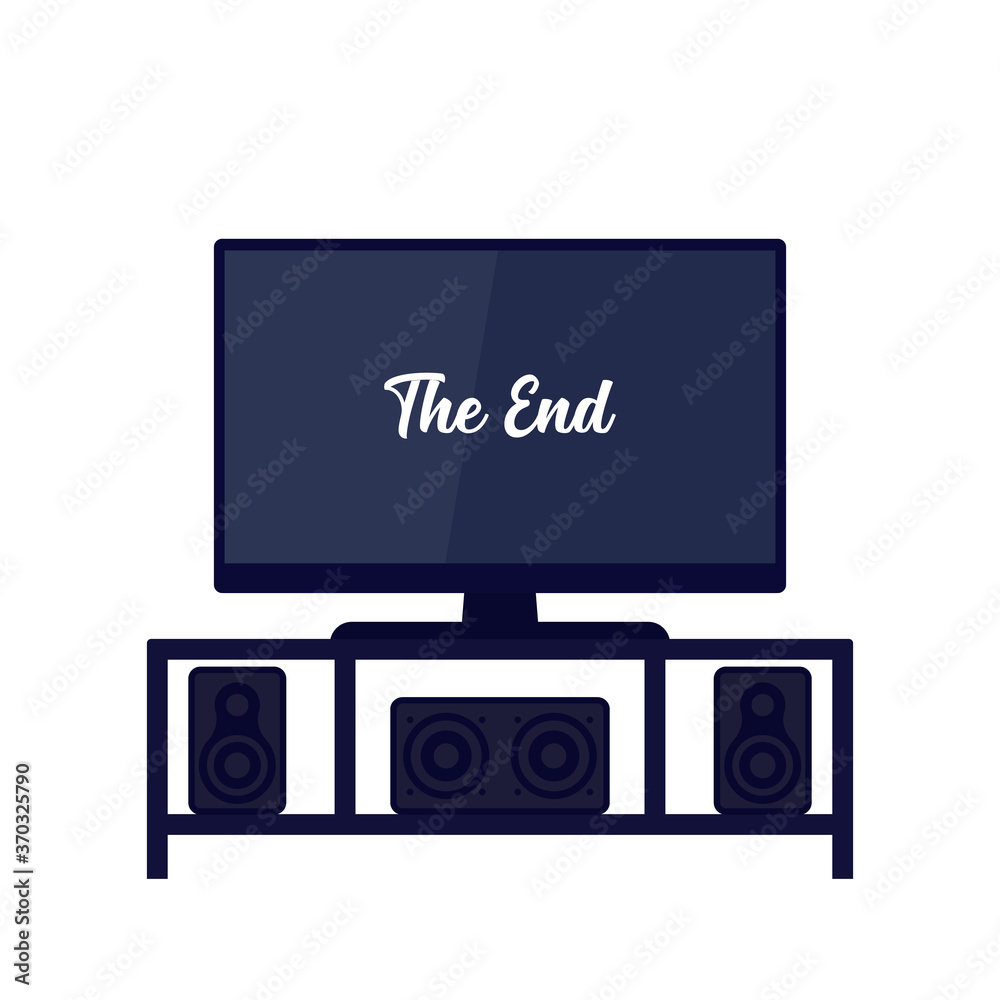 tv on the stand with audio system, home theater, vector on white tv on the stand with audio system, home theater, vector on white