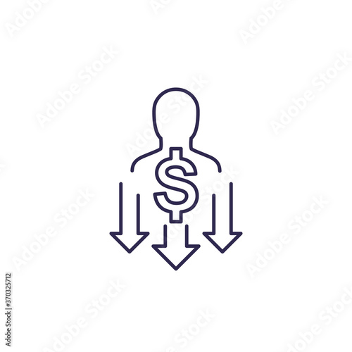 reduce labor cost icon, line