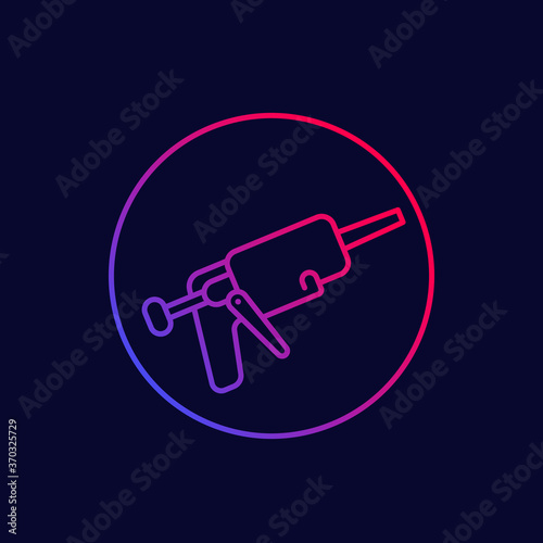 silicone gun line icon on dark