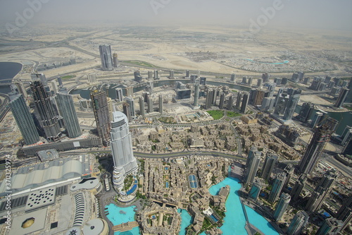 Dubai skyscrapers from above. Incredible Dubai view. Futuristic skyline.