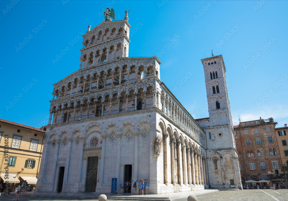 San Michele in Foro (translates as Saint Michael in the Forum) in the walled city of Lucca, Tuscany, Italy