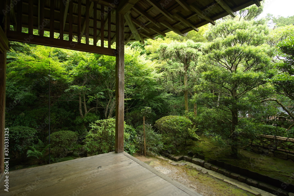 A beautiful Japanese garden of  Ryoan-ji Temple in Kyoto, Japan