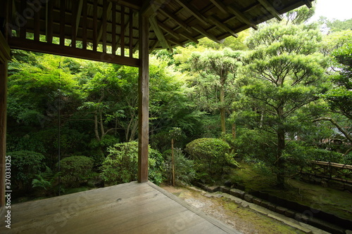 A beautiful Japanese garden of Ryoan-ji Temple in Kyoto, Japan