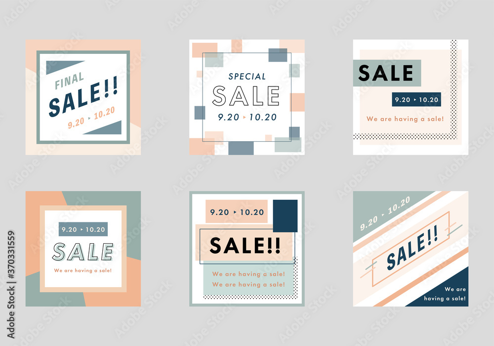 Fototapeta premium 見出しやタイトルのフレームのセット／枠／装飾／飾り／おしゃれ／広告