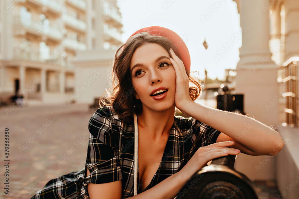 True French Style. a Beautiful Woman Wearing a Classic Feminine Suit Posing  Alongside French Doors. Stock Photo - Image of beautiful, beauty: 261855310