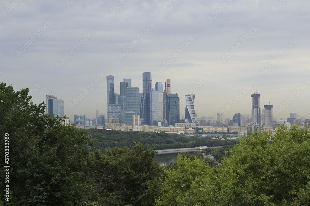 Panorama of Moscow with a view of Moscow-City skyscrapers