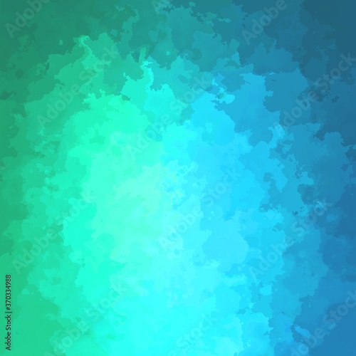 abstract stained pattern texture square background neon cyan blue green color - modern painting art - watercolor splotch effect © ardely