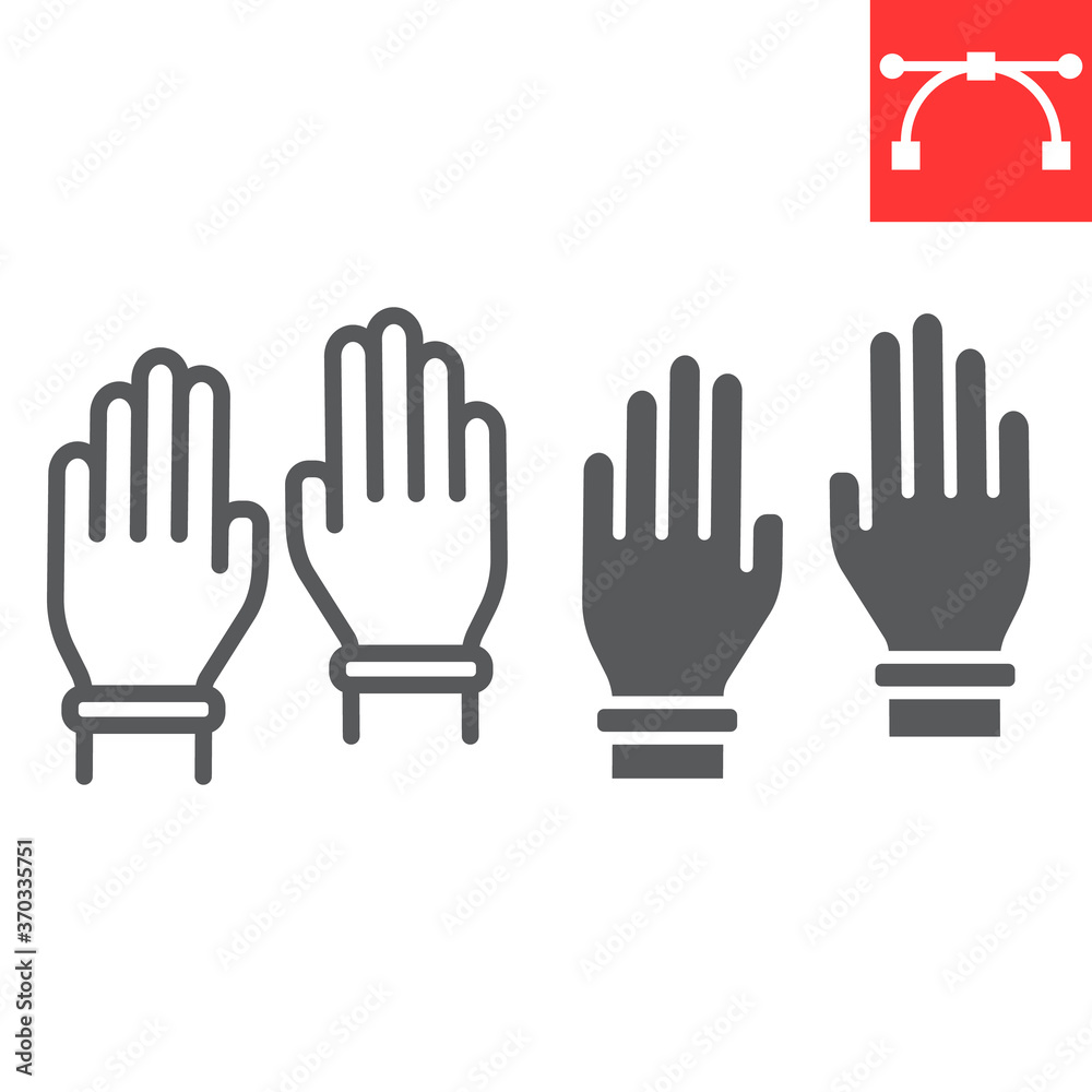 Safety gloves line and glyph icon, hygiene and protection, rubber gloves sign vector graphics, editable stroke linear icon, eps 10. Safety gloves line and glyph icon, hygiene and protection, rubber gloves sign vector graphics, editable stroke linear icon, eps 10.