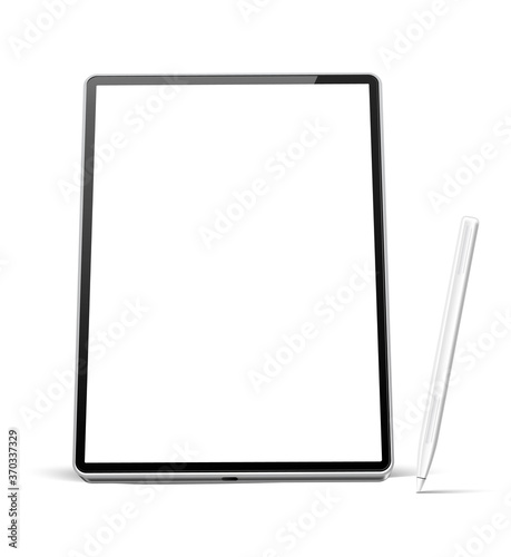 Vector realistic tablet with stylus pen mockup