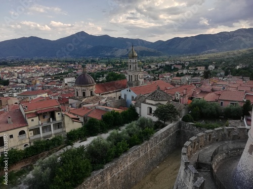 Venafro, Italy - August 7, 2020: panorama of the city of Venafro in the province of Isernia from the top of the Pandone castle photo