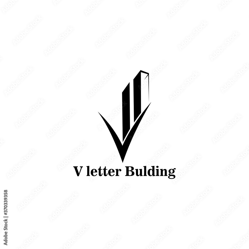 letter v logo illustration black building design template vector Stock ...