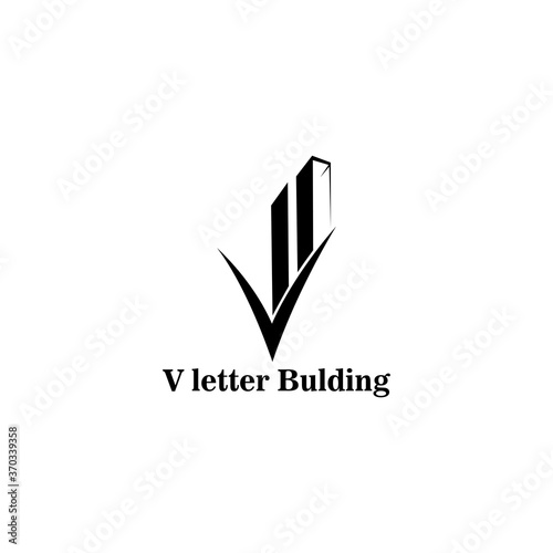 letter v logo illustration black building design template vector