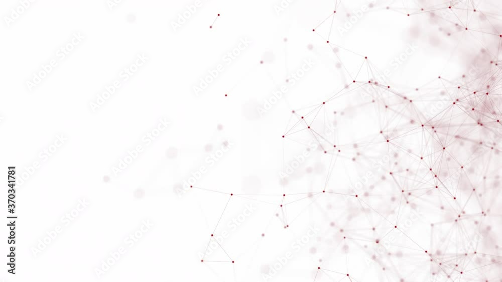 Network animation connected red dots on white background. Abstract technology animation 4K seamless loop	